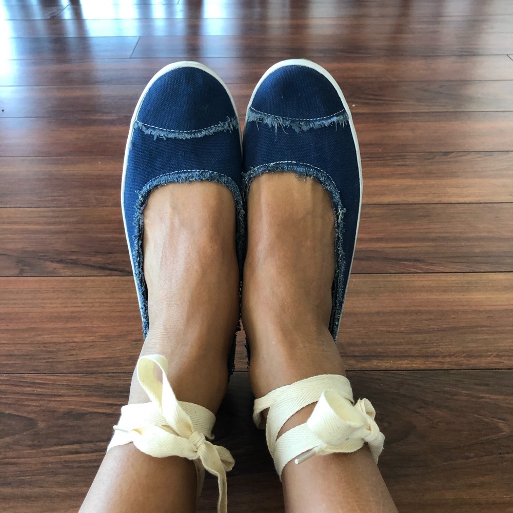 Kate Spade Denim lace up flats Size 10 never worn